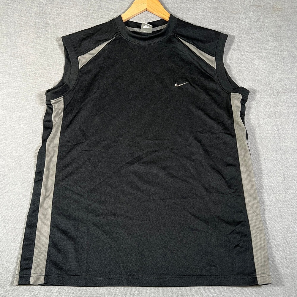 Nike Sleeveless Performance Mesh Panel Tank Top Mens Size L Black Polyester